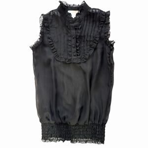 Charlotte Russe Whimsygoth Ruffle Bib Black Sleeveless Sheer Blouse Size Small